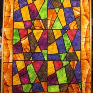 Throw Quilt Colorful Batiks 44 x 57